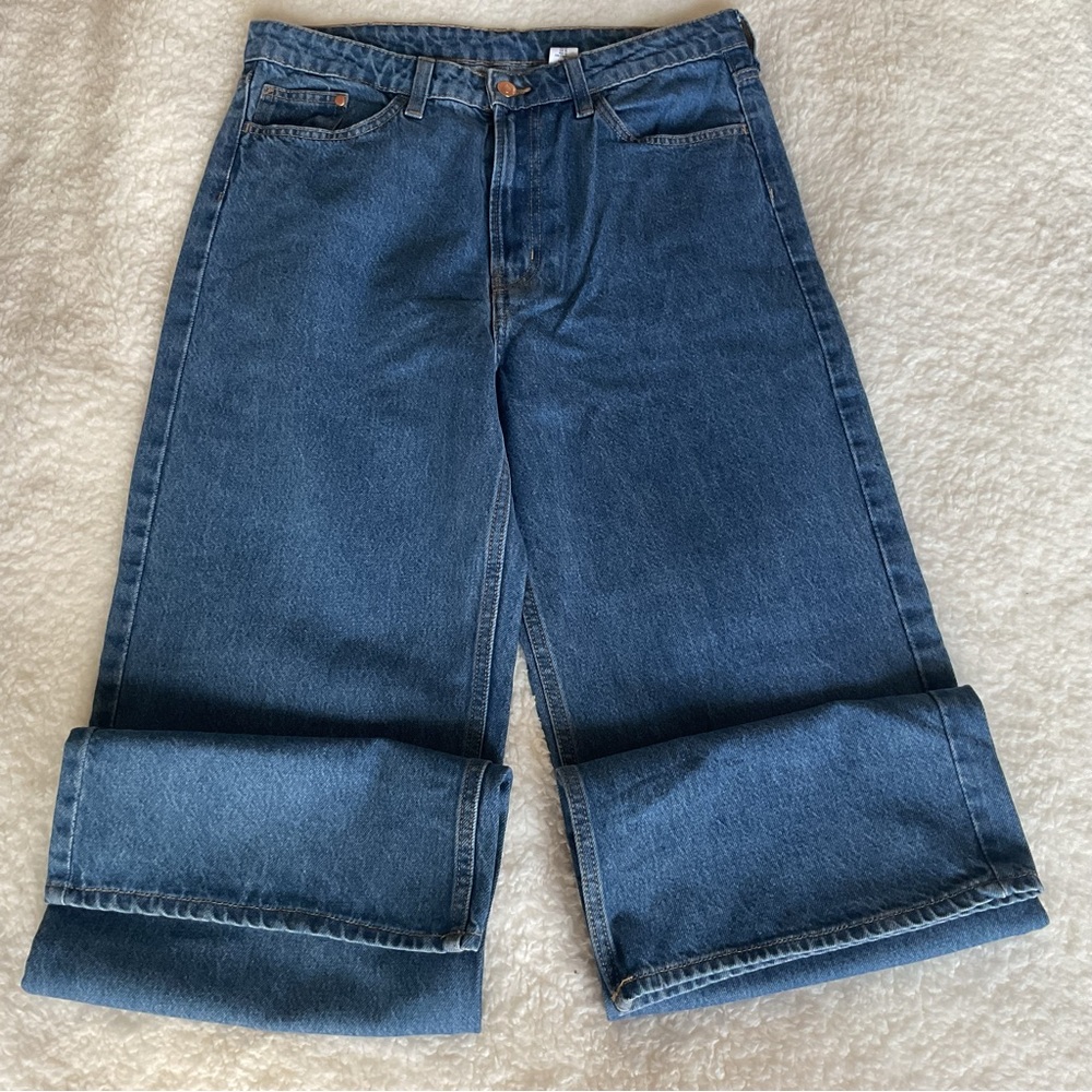 H&M ultra high waist blue jeans